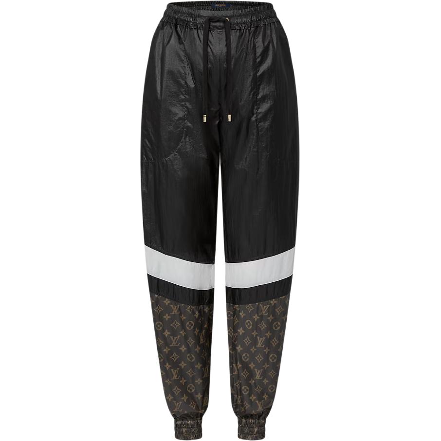 (Women) LOUIS VUITTON FW24  Black Logo Print Mid-Waist Jogger Pants. 1AFMM1