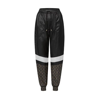 (Women) LOUIS VUITTON FW24 Black Logo Print Mid-Waist Jogger Pants. 1AFMM1