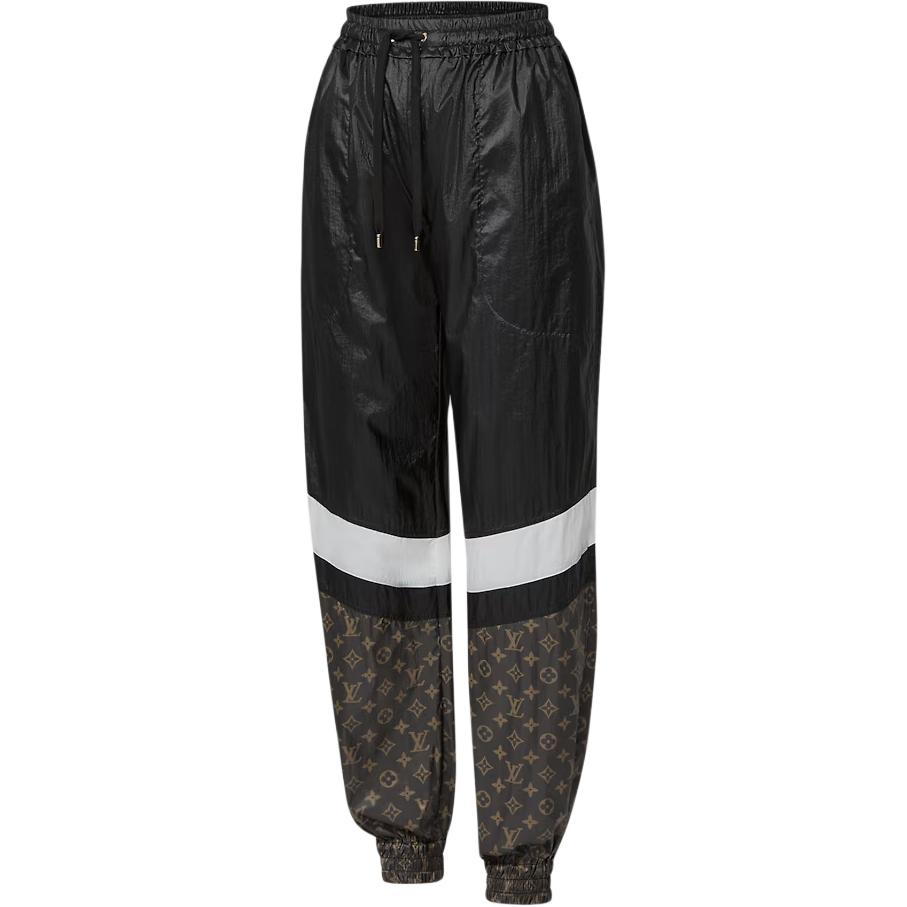Shop (W) ルイ・ヴィトン FW24 ブラックロゴプリント ミッドウエスト ジョガーパンツ 1AFMM1