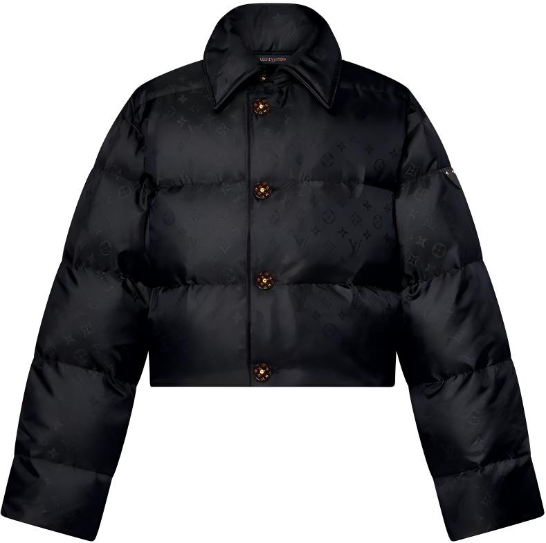 women-louis-vuitton-fw-24-black-logo-print-short-down-jacket-long-sleeve-1-afuir