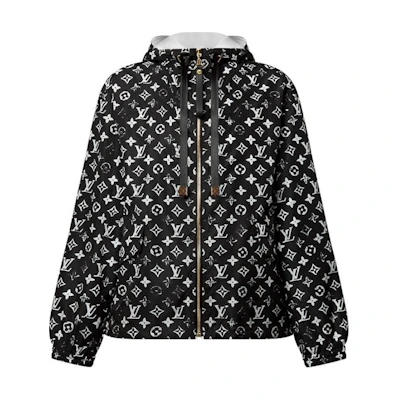 (Women) Louis Vuitton FW24 Black Logo Print Zip-Up Hoodie Jacket 1AFZH2