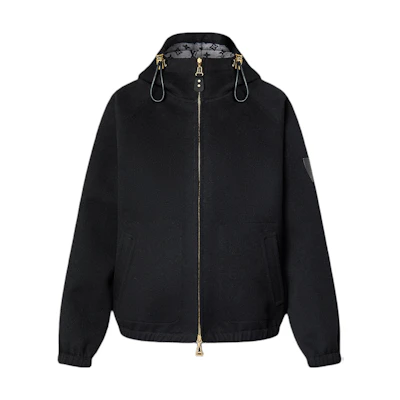 (Women) LOUIS VUITTON FW24 Black Oversized Reversible Drawstring Hooded Jacket 1AG802
