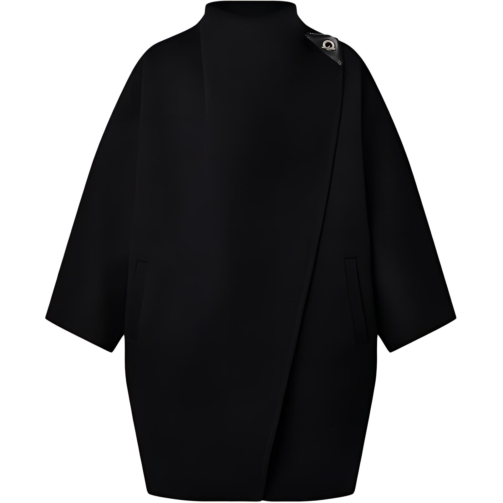 (Women) LOUIS VUITTON FW24  Black Solid Color High Neck Loose Oversized Coat. 1AGGMT