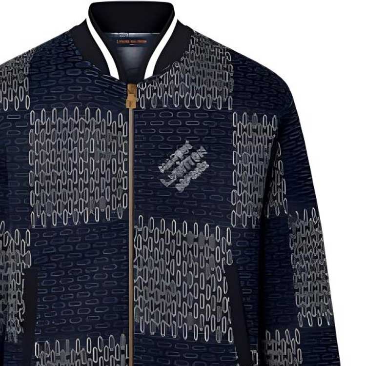 (Women) Louis Vuitton FW24  Blue Checkered Logo Baseball Collar Zip Jacket 1AFXOM 圖 3