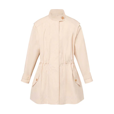 (Women) LOUIS VUITTON FW24 Logo Jacquard High-Neck Loose Short Parka Beige. 1AFUGB