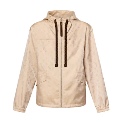 (Women) LOUIS VUITTON FW24 Logo Print Hoodie Parka in Light Beige. 1AFUGR