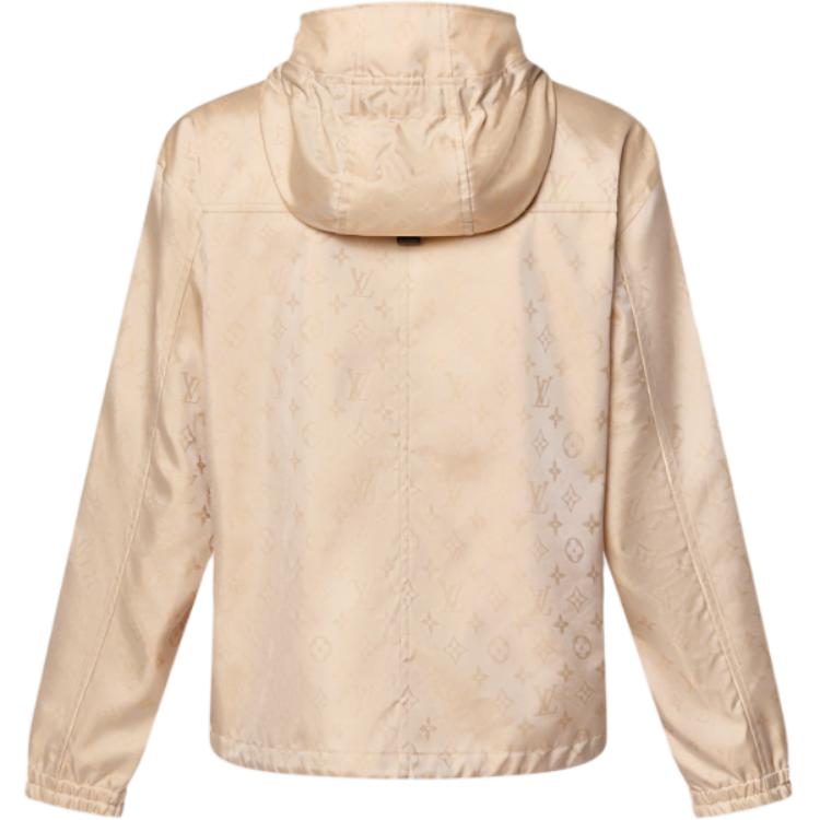 Lookbook (Women) LOUIS VUITTON FW24  Logo Print Hoodie Parka in Light Beige. 1AFUGR