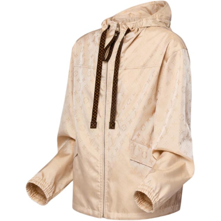 Shop (Women) LOUIS VUITTON FW24  Logo Print Hoodie Parka in Light Beige. 1AFUGR