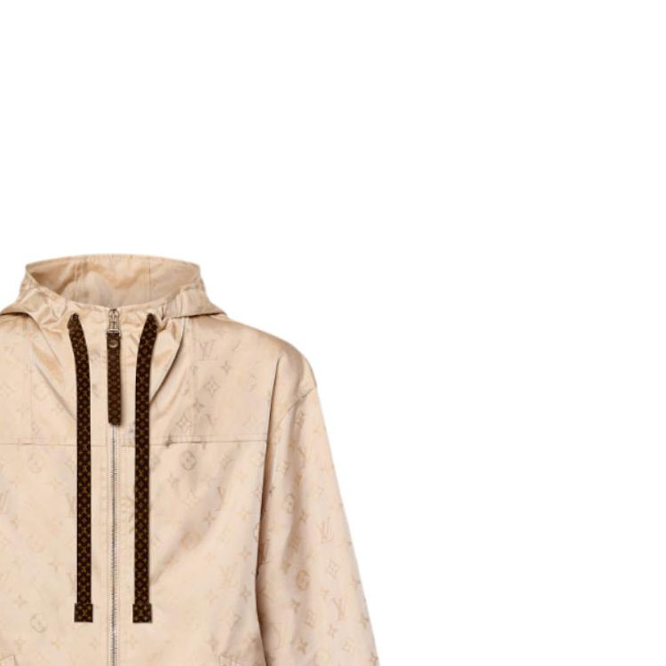 Purchase (Women) LOUIS VUITTON FW24  Logo Print Hoodie Parka in Light Beige. 1AFUGR