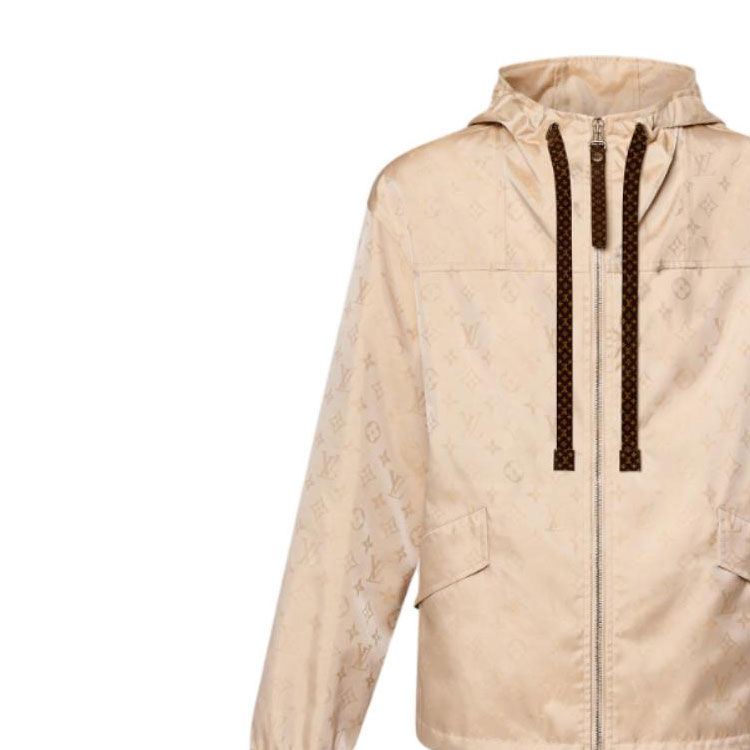 Details for (Women) LOUIS VUITTON FW24  Logo Print Hoodie Parka in Light Beige. 1AFUGR