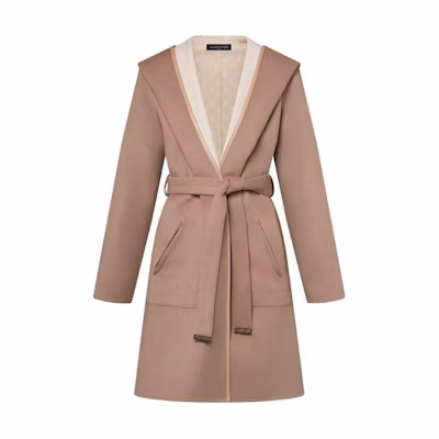 (Women) LOUIS VUITTON FW24 Reversible Belted Long Coat Khaki. 1AFSJQ