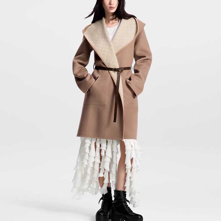 (Women) LOUIS VUITTON FW24  Reversible Belted Long Coat Khaki. 1AFSJQ 圖 3