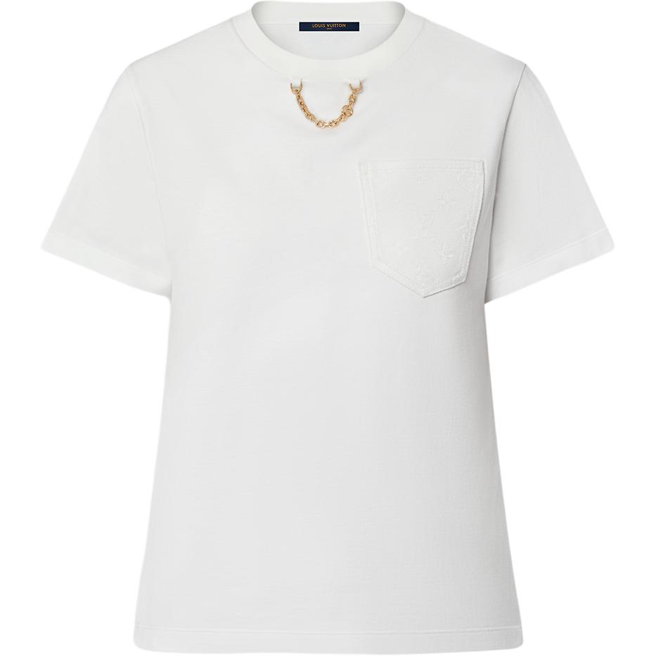 (Women) LOUIS VUITTON FW24  White Chain Detail Short Sleeve T-Shirt. 1AG336 圖 2