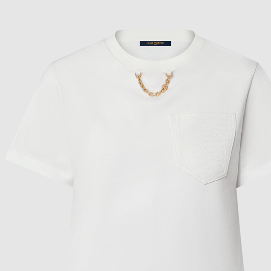 (Women) LOUIS VUITTON FW24  White Chain Detail Short Sleeve T-Shirt. 1AG336 圖 5