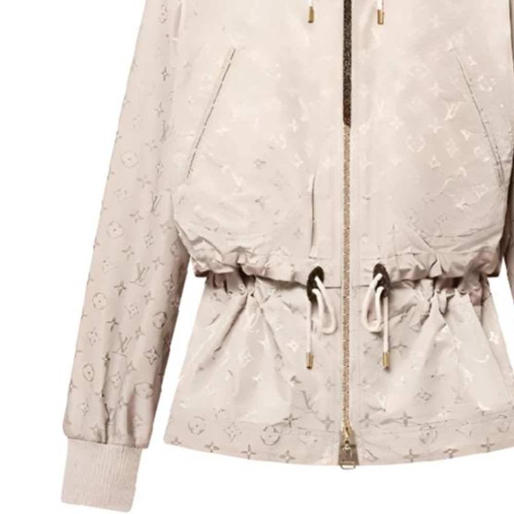 Shop (Women) LOUIS VUITTON FW24 Beige Long Sleeve Drawstring Hooded Jacket 1AGO51