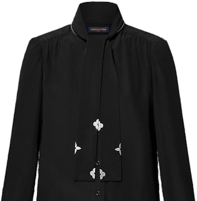 (W) 루이비통 FW24 블랙 모노그램 디테일 긴팔 셔츠 1AGAY5 Purchase (W) 루이비통 FW24 블랙 모노그램 디테일 긴팔 셔츠 1AGAY5