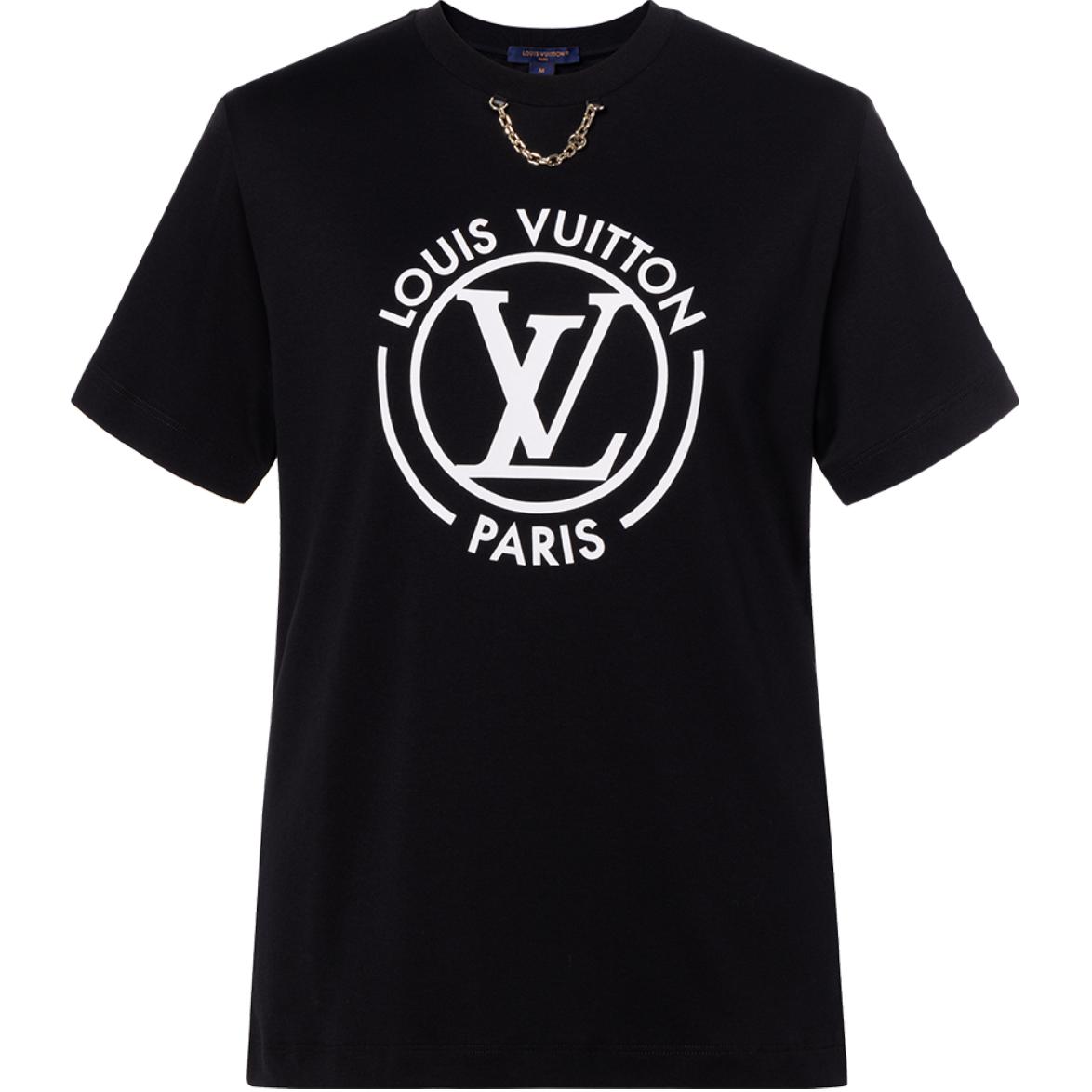 (Women) LOUIS VUITTON FW24 By the Pool Black Logo Print Crewneck T-Shirt Women White. 1AFTUC