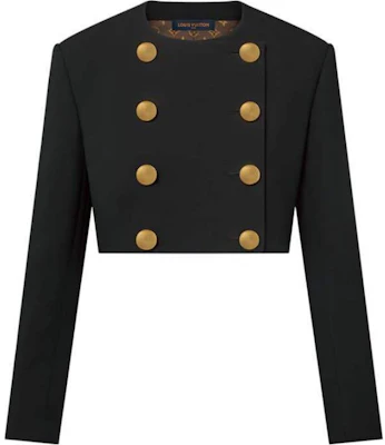 (Women) Louis Vuitton FW24 Double-Breasted Black Cropped Jacket 1AFTA6 Order (Women) Louis Vuitton FW24 Double-Breasted Black Cropped Jacket 1AFTA6