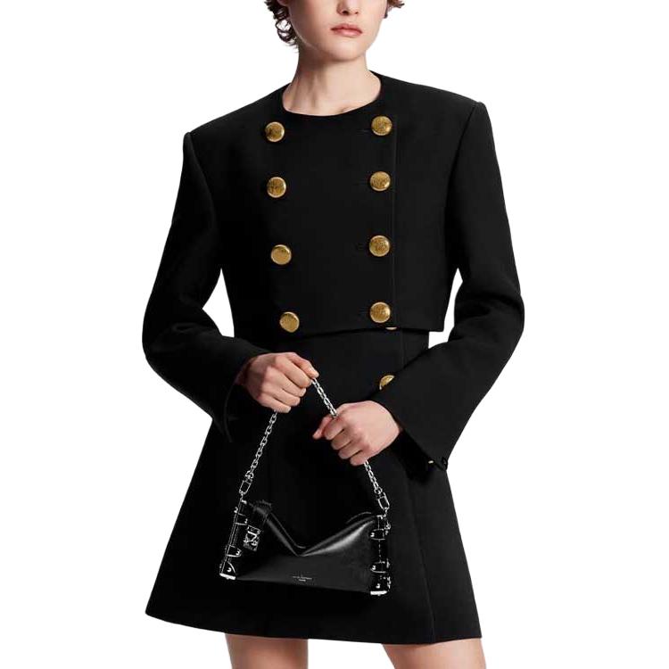 Lookbook (Women) Louis Vuitton FW24 Double-Breasted Black Cropped Jacket 1AFTA6