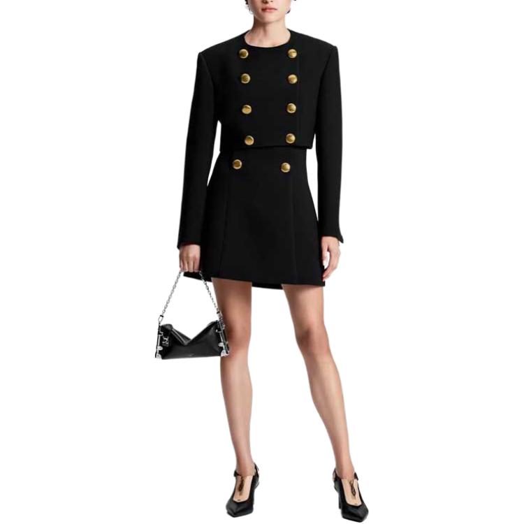 Shop (Women) Louis Vuitton FW24 Double-Breasted Black Cropped Jacket 1AFTA6