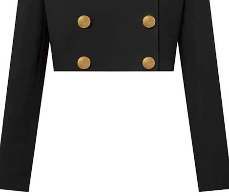 (Women) Louis Vuitton FW24 Double-Breasted Black Cropped Jacket 1AFTA6 Sizing (Women) Louis Vuitton FW24 Double-Breasted Black Cropped Jacket 1AFTA6