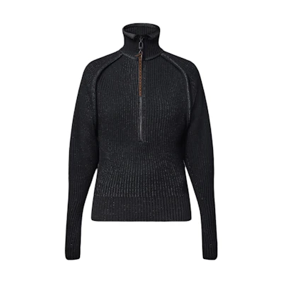 (Women) LOUIS VUITTON FW24 Half-Zip Turtleneck Long Sleeve Sweater Navy Blue Women 1AGA64