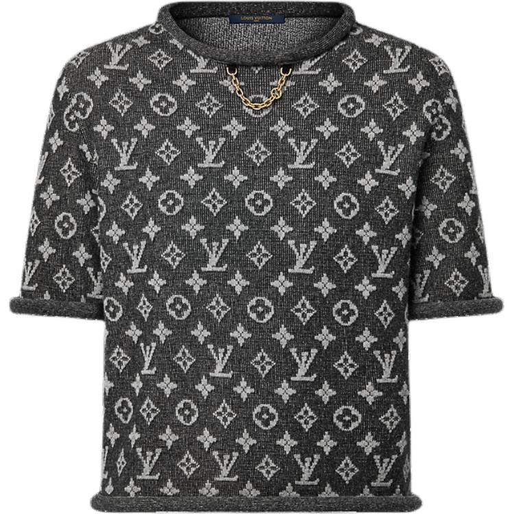 (Women) LOUIS VUITTON FW24 Jacquard Cuffed Sweater Black 1AGA47
