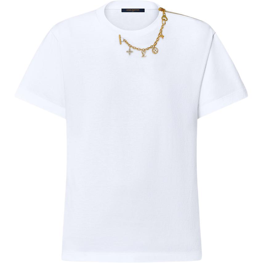 Order (W) LOUIS VUITTON FW24 白色短袖T恤 女士鏈條裝飾標誌設計 1AFZN9