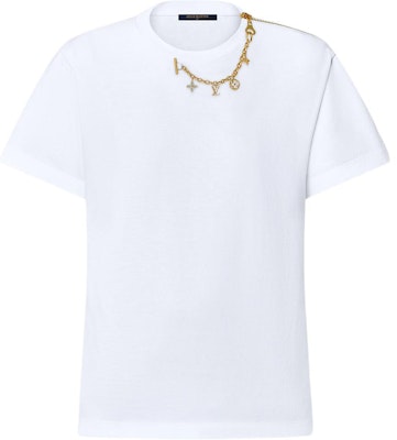 (W) LOUIS VUITTON FW24 白色短袖T恤 女士鏈條裝飾標誌設計 1AFZN9 Order (W) LOUIS VUITTON FW24 白色短袖T恤 女士鏈條裝飾標誌設計 1AFZN9