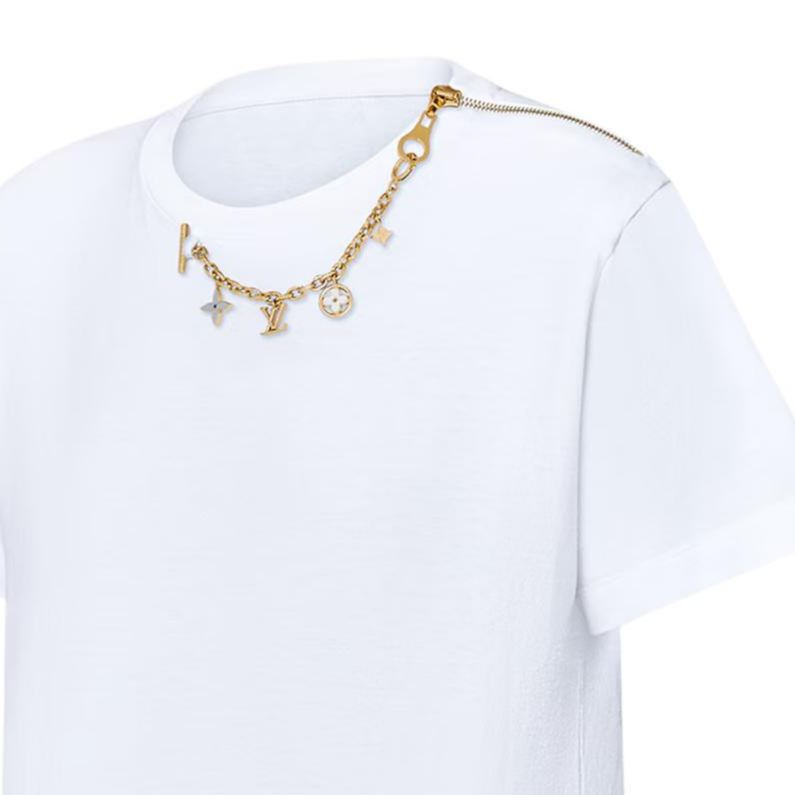 Purchase (W) LOUIS VUITTON FW24 白色短袖T恤 女士鏈條裝飾標誌設計 1AFZN9