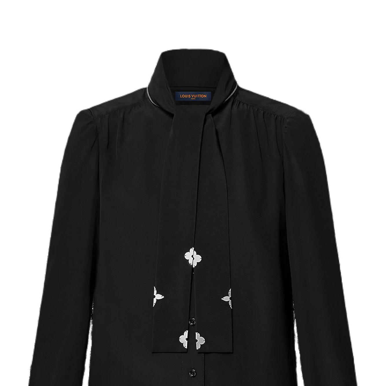 (Women) LOUIS VUITTON FW24 Monogram Detail Long Sleeve Shirt Black 1AGAY3 圖 5