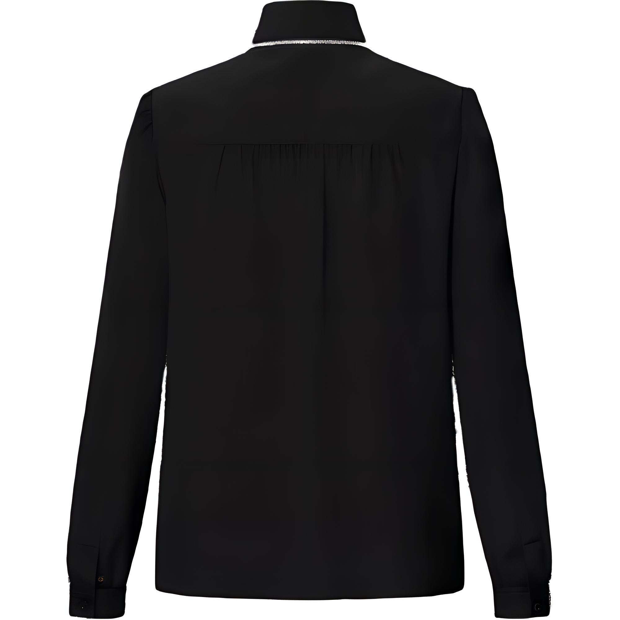 (Women) LOUIS VUITTON FW24 Monogram Long Sleeve Shirt with Pendant Collar Black Women 1AGAY1 圖 3