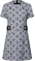 (Women) LOUIS VUITTON FW24 Monogram Tweed Crew Neck Short-Sleeve Dress Women Multicolor 1AFSX0 (Women) LOUIS VUITTON FW24 Monogram Tweed Crew Neck Short-Sleeve Dress Women Multicolor 1AFSX0