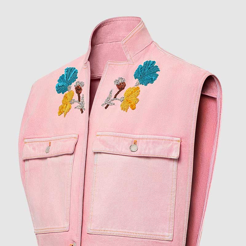 Purchase (W) 路易威登 FW24 粉色繡花無袖工裝外套 1AFT56