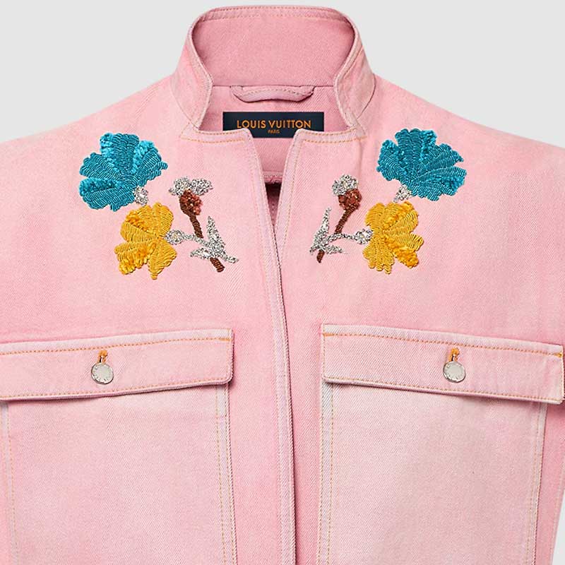 Details for (W) 路易威登 FW24 粉色繡花無袖工裝外套 1AFT56