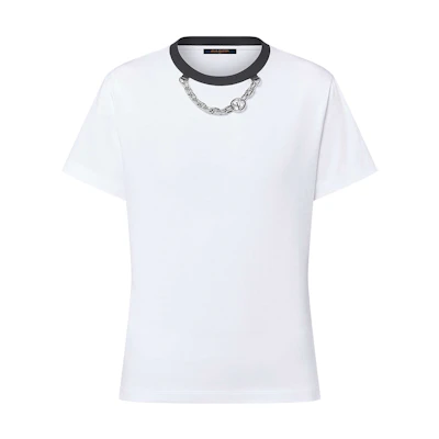 (Women) LOUIS VUITTON FW24 Solid Chain Crewneck T-Shirt White 1AFTSE