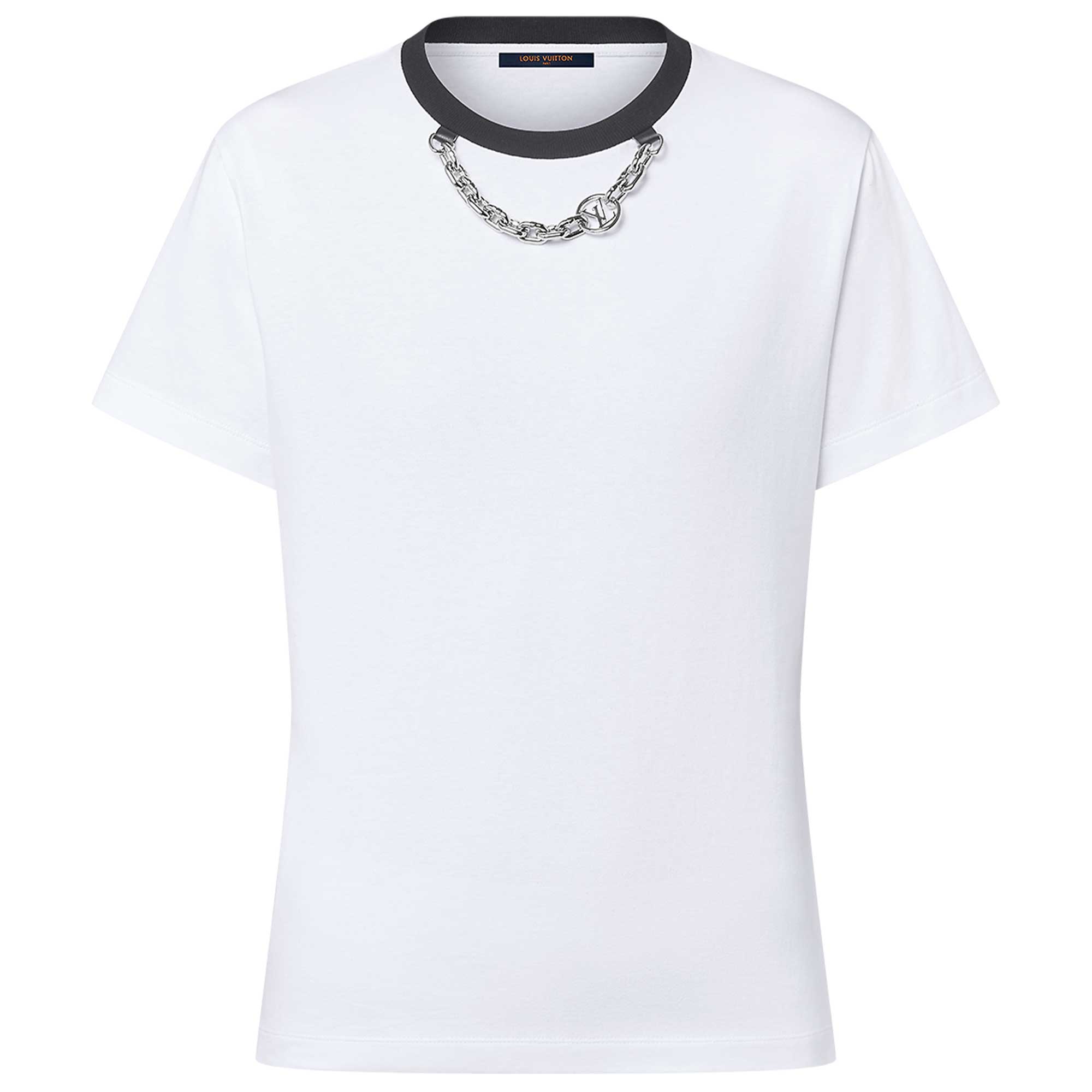 (Women) LOUIS VUITTON FW24 Solid Chain Crewneck  T-Shirt White 1AFTSE 圖 2