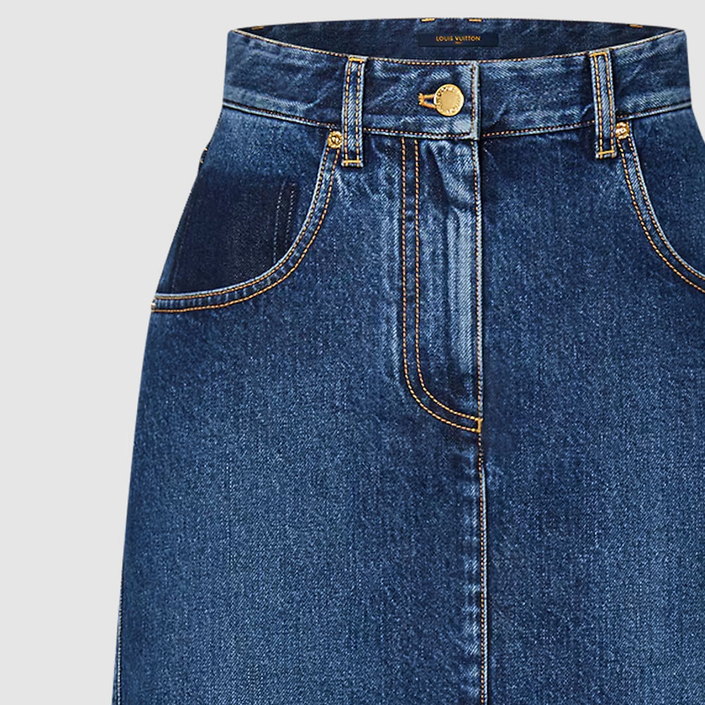 Lookbook (W) 路易威登 FW24 高腰开衩牛仔半身裙 蓝色. 1AFTGF
