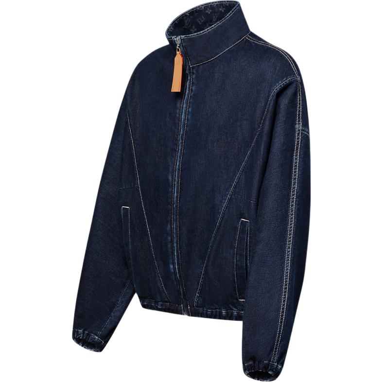 Shop (W) Chaqueta de Denim Louis Vuitton FW25 con Cremallera, Bajo Elástico y Bolsillos Laterales 1AIQDM