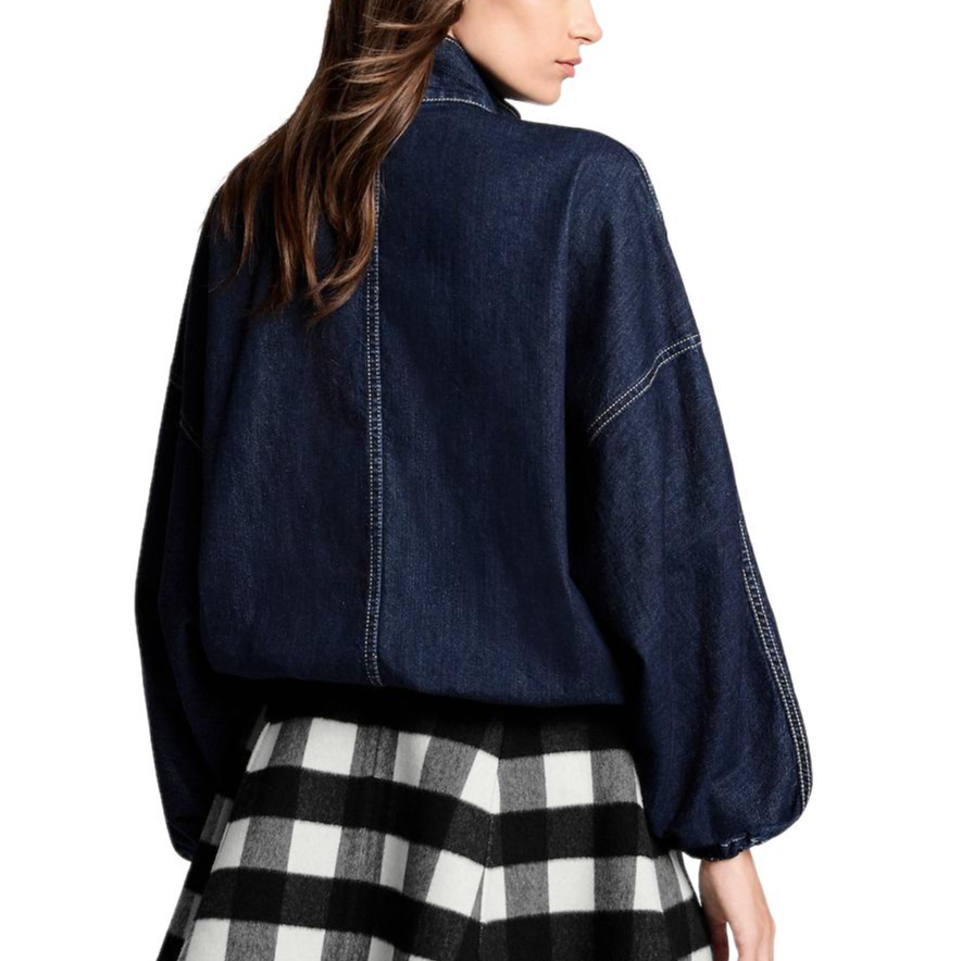 Purchase (W) LOUIS VUITTON Jaket Denim Zip, Kolar Berdiri & Hem Elastik FW25 1AIQDQ