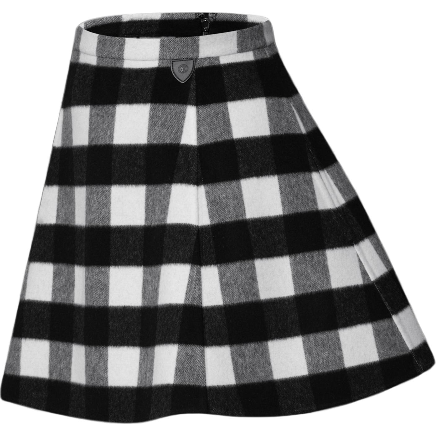(Women) LOUIS VUITTON FW25 Plaid Flare Skirt with Invisible Back Zipper Casual 1AIQOY 圖 4