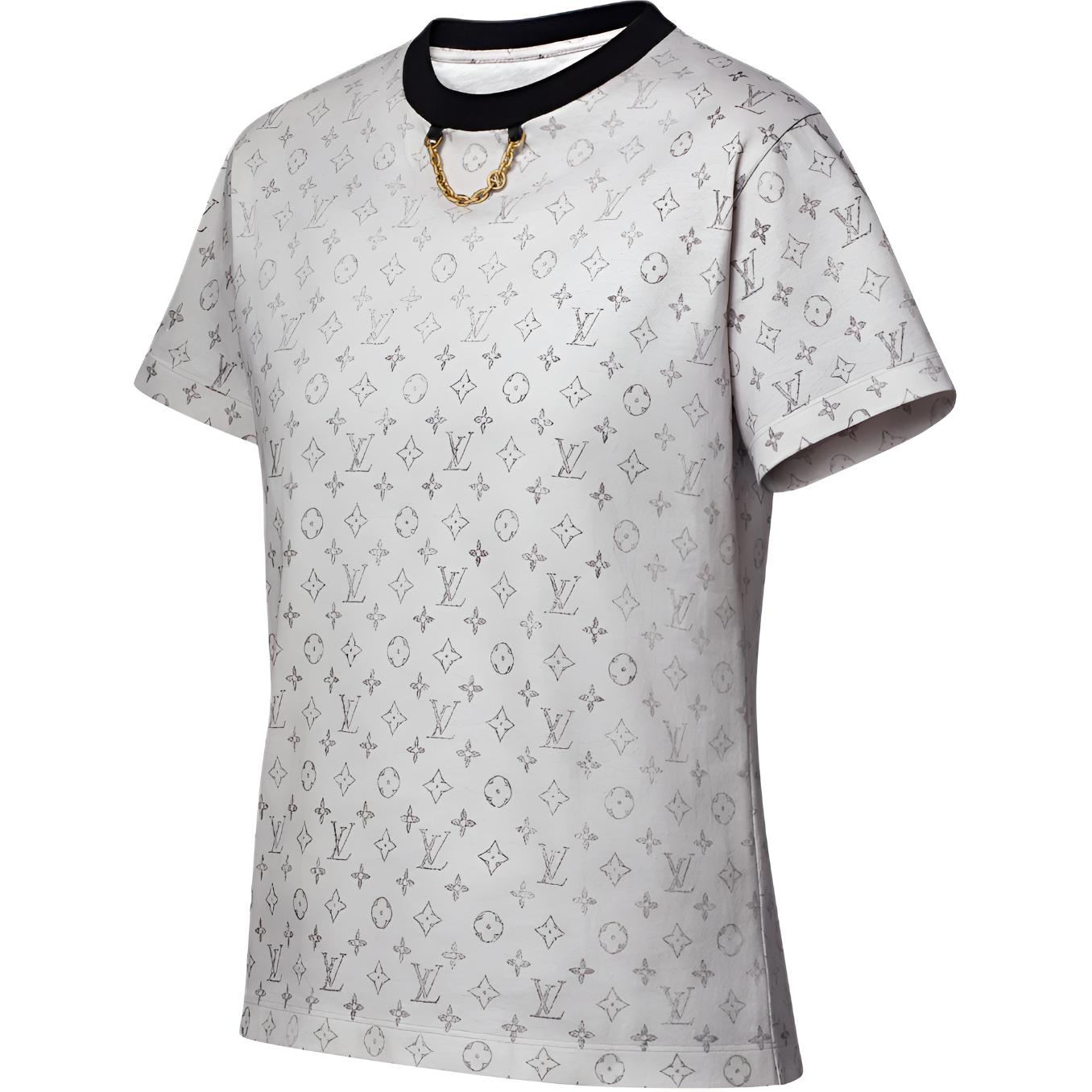 Shop (W) LOUIS VUITTON FW25 水洗圖案鏈條圓領T恤。 1AI476