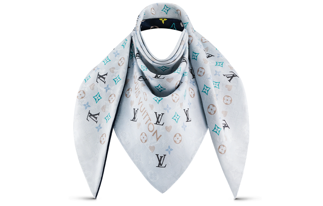 (Women) LOUIS VUITTON Game On Silk Wool Fashion Scarf for Women Blue. M77362 圖 2