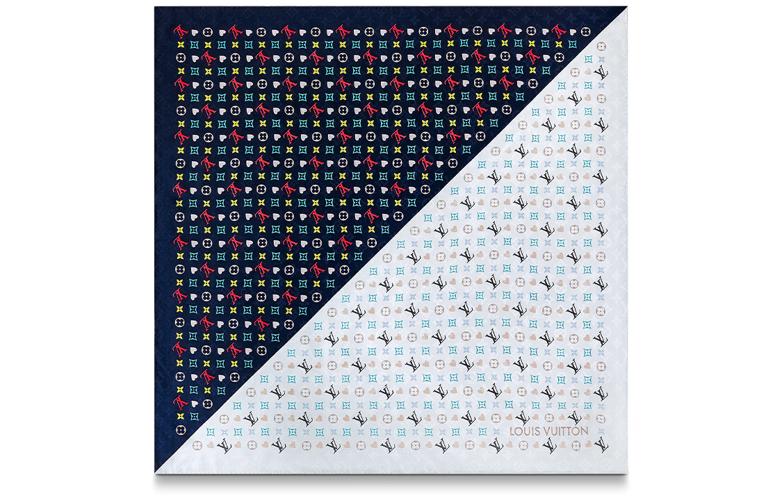 (Women) LOUIS VUITTON Game On Silk Wool Fashion Scarf for Women Blue. M77362 圖 3
