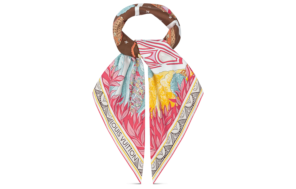 (Women) LOUIS VUITTON Garden Print Pink Silk Scarf for Women - Stylish & Versatile. M78447 圖 3