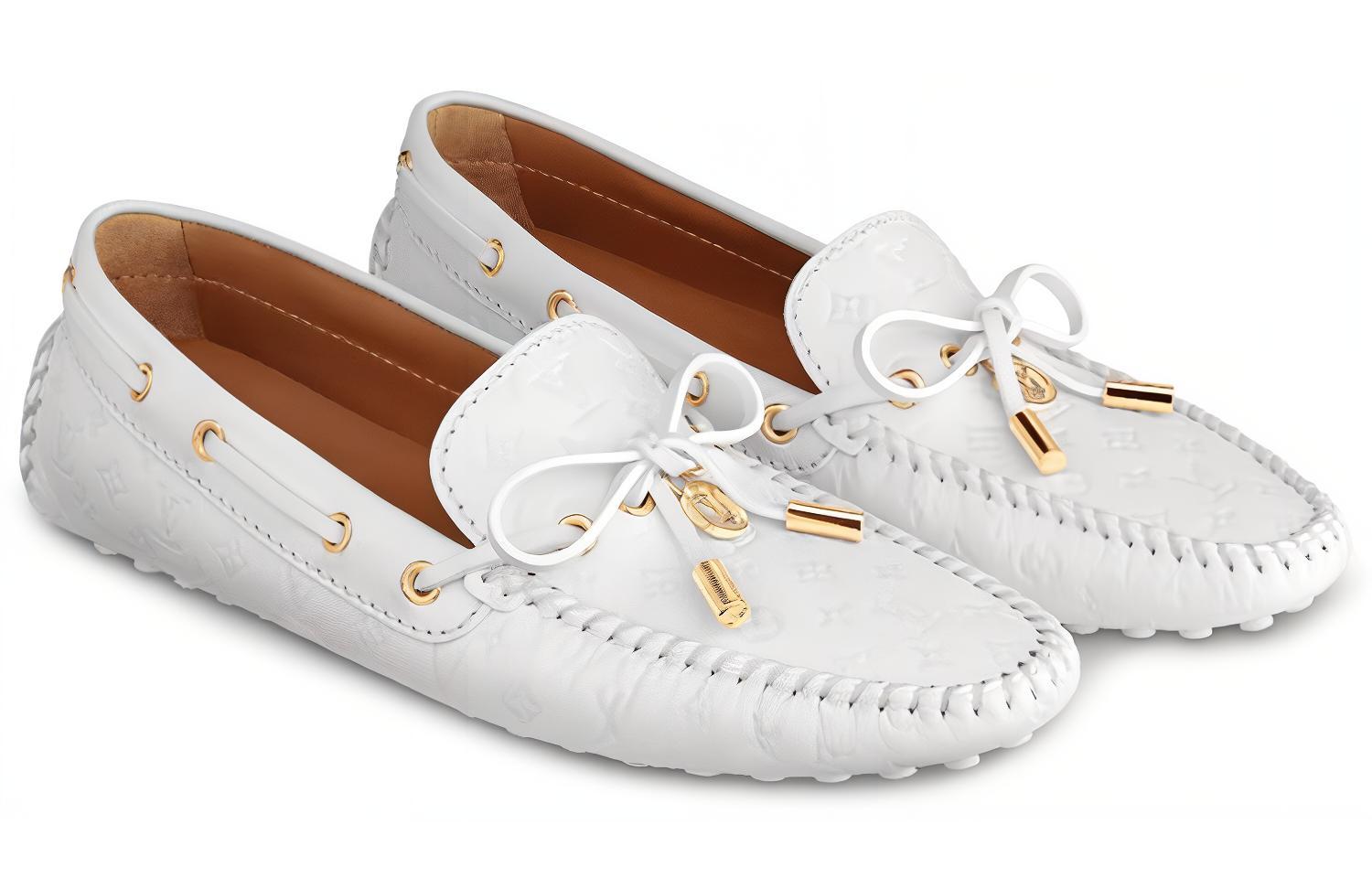 Shop (W) Louis Vuitton Gloria Loafer ''Geprägtes Kalbsleder Weiß'' 1A656D