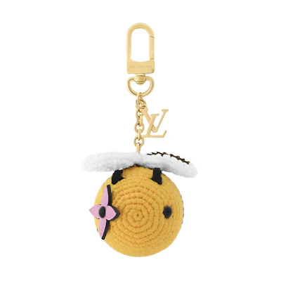 (Women) Louis Vuitton Gold Bee Canvas Keychain Charm for Women. M02585