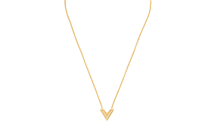 (Women) LOUIS VUITTON Gold Brass V Logo Necklace for Women M61083