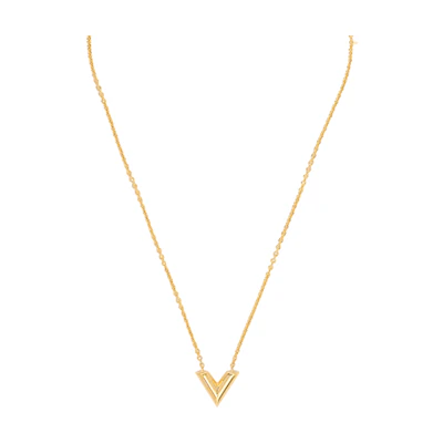 (Women) LOUIS VUITTON Gold Brass V Logo Necklace for Women M61083