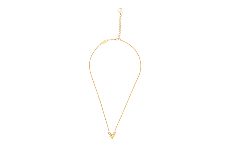 (Women) LOUIS VUITTON Gold Brass V Logo Necklace for Women M61083 圖 3